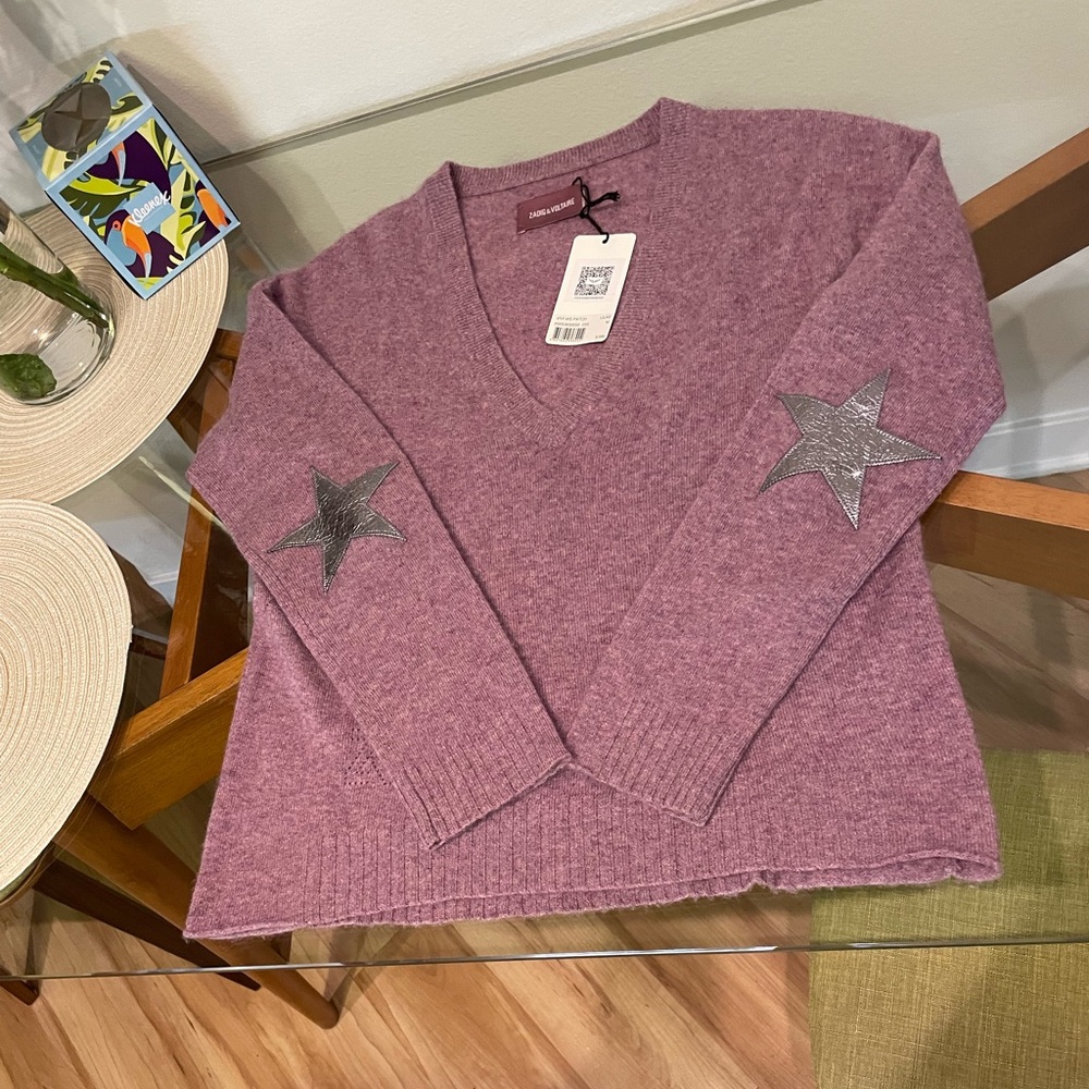 Zadig & Voltaire Vivi WS Patch 100% Cashmere Sweater size M